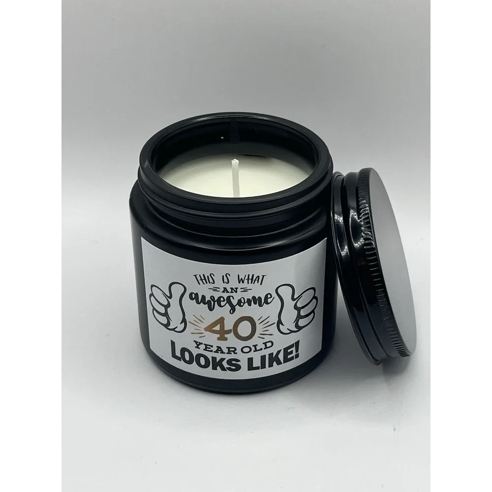 Awesome 40th Birthday Gift Scented Candle Matte Black Jar